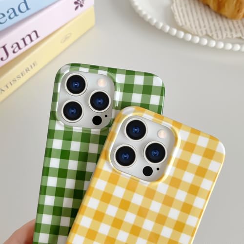 Coque iPhone 14 Pro antichoc fine vert pastel motif vichy - 3