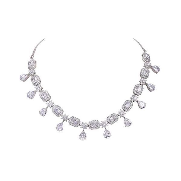 Ratnavali Jewels American Diamond CZ/AD Gold Plated Designer Jewellery Set/Necklace Set with Earring for Girls/Women - Image 3