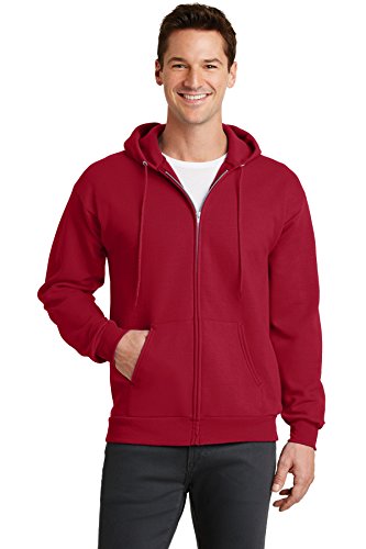 Port & Company - Core Fleece Full-Zip Hooded Sweatshirt L Red