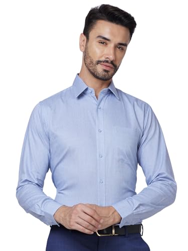 Raymond Slim Fit Self Design Medium Blue Shirt