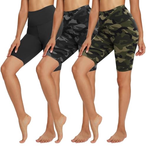TNNZEET 3 Pack Biker Shorts Women - 5’’/ 8’’ High Waisted Tummy Control Spandex Workout Shorts for Gym Yoga Volleyball