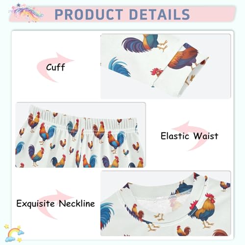 ODAWA Pj Sets Colorful Roosters Long Sleeve Matching Fall Pajamas 18M4