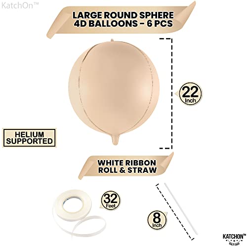 Image of KatchOn, Big 22 Inch Beige Balloons Set - Pack of 6, Cream Balloons | Boho Balloon, Lace Balloon for Neutral Party Decorations, Beige Party Decoration | Graduation Decorations