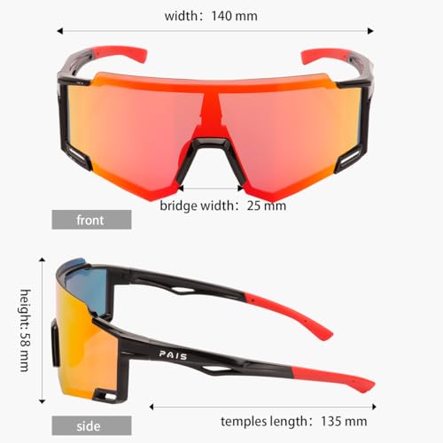 PAIS Polarized Sport Sunglasses Men/Women/Youth: Lightweight Modern Shades, UV 400 for Cycling, Running, Fishing, Camping3
