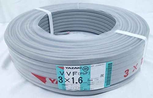 Amazon.co.jp: YAZAKI 600Vビニル絶縁 ビニルシースケーブル VVF3C×1.6
