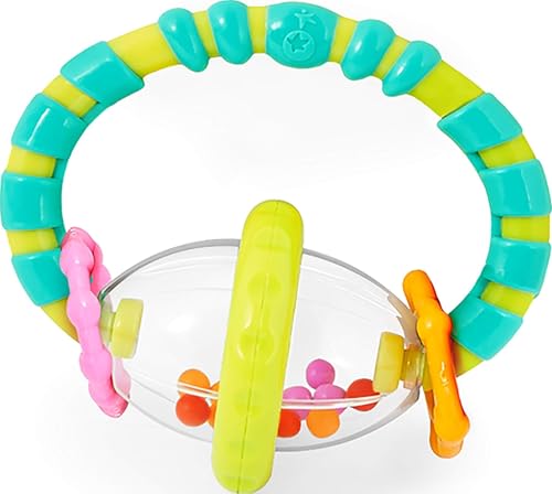 Image of Bright Starts Grab & Spin Baby Rattle & BPA-Free Teether Toy, Ages 3 Months+