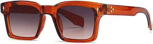 DSVIGF Square Rivets Gradient Sunglasses Men Shades UV400 Gray Women Sun Glasses