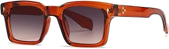 UV400 Square Sunglasses for Men & Women - Rivet Accents & Gray Gradient Lenses - Driving & Outdoor Shades