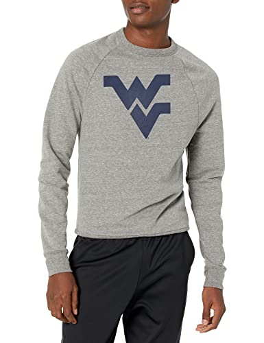 Blue 84 Men's West Virginia Mountaineers Tri-Blend Crewneck Sweatshirt Vintage Icon Heather Grey, Grey, X-Large