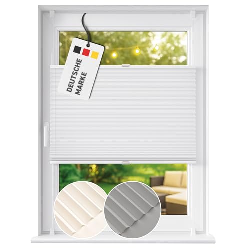 Rapid Teck Plissee ohne Bohren - Plissee lichtdurchlässig 85cm x 130cm Weiß als Sicht- und Sonnenschutz - Klemmfix Fenster Plissees innen ohne Bohren – einfache Montage inkl. Zubehör
