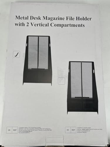 ideallife 2 Fächer Stehsammler A4 aus Metall, Zeitschriften und Mappen bis Format A4, Ablage für Dokumente Hefte, Archivbox, Zeitschriftenhalter für Heim, Büro & Schule – Schwarz