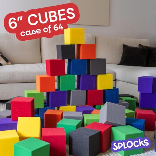 Cubos de espuma de 6 pulgadas | Cubos de espuma premium para fosas de espuma | Para fosas de BMX, parques de trampolín, gimnasios ninja, gimnasia y fosas de espuma para skatepark | 64 cubos de espuma miniatura 2