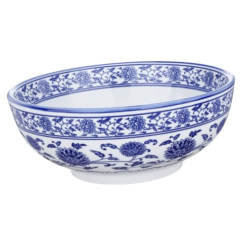 LIGIGWASH Ciotola in Ceramica Di Ramen Blu e Bianco Stile Qinghua, Ciotola Per Cibo Da 7 Pollici Adatta Per Noodles, Riso e Dessert, Stoviglie Per Famiglia, Ristoranti e Hotel