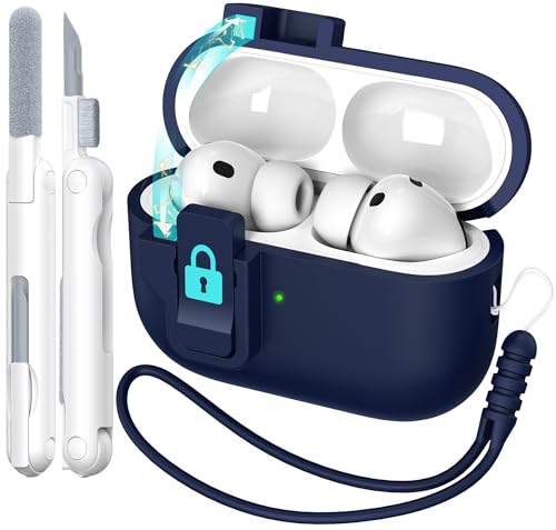 R-fun AirPods Pro 3�p�P�[�X�i�N���[�j���O�L�b�g�t���j�A�\�t�g�t�̃V���R���S�����ی�J�o�[�AAirPods Pro��3����P�[�X�i2025�j�Ή��AMagSafe�Ή��A�~�b�h�i�C�g�u���[