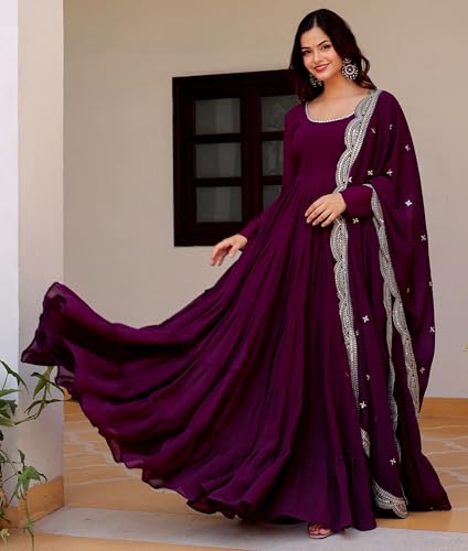 Image of Wedani Georgette Sequins Work Anarkali Kurta Set for Women