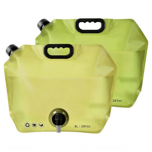 2 Stück Faltbarer Wasserkanister mit Hahn 8L Auslaufsicherer Faltbarer Wasserbeutel Weiter Öffnung Wiederverwendbare Wasserbehälter Ideal für Camping Wandern Picknick BBQ Reisen & Outdoor