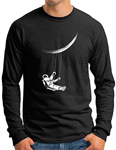 T-shirt Moon Astronaute manches longues coupe droite confortable S au 4XL