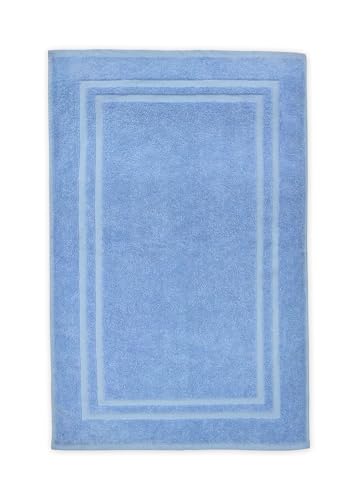 Velosso 100% Cotton Super Soft and Absorbent Bath Mat Shower Mat 50cms x 80cms Hotel Stripe (Blue)