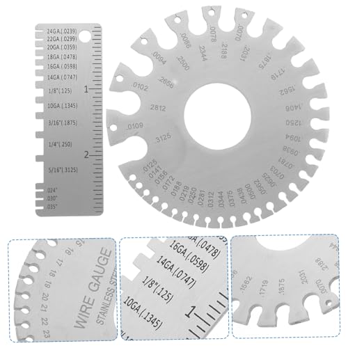 Medidor de alambre de doble cara de alta precisión 2pcs, calibre estándar de grosor de láminas metálicas para soldadura eléctrica miniatura 3