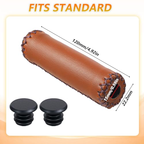 2Pcs Bike Handlebar Grips, Soft Synthetic Leather Bicycle Handlebar Grips, Bike Gripss Handlebars Fits Most 22.2mm(7/8\") Bicycle Handlebars(Brown)