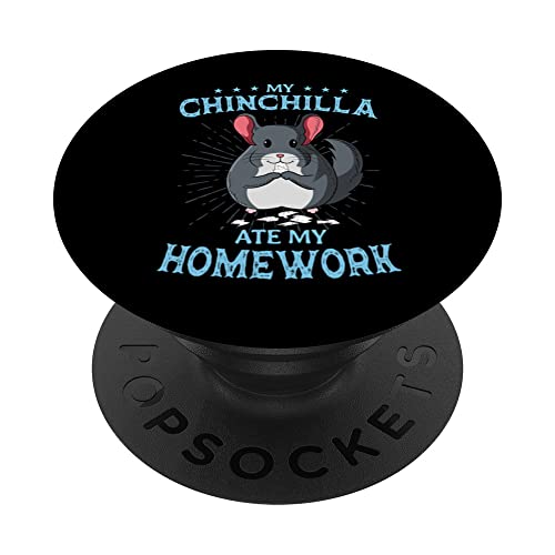 Chinchilla Owner Pet Rodent Ate My Homework Veterinarian PopSockets Swappable PopGrip, Black