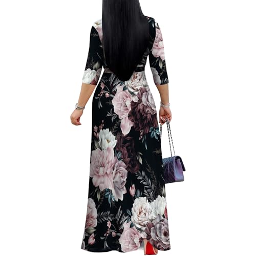 Image of PinkPatty Plus Size Maxi Dress for Women 3 /4 Sleeve Casual Long Dress