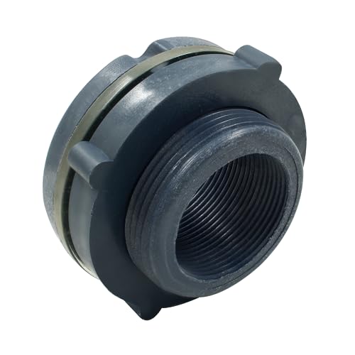 Image of 1pc NPT1 1 /2 PVC Bulkhead Fitting, 1 1 /2 Inch Plastic Water Tank Connector Threaded Thru-Bulk Pipe Fittings for Rain Barrels, Aquariums, Bucket Hose Adapter, Ponds, Pools