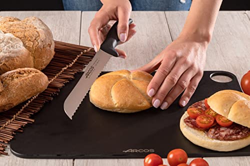 Miniatura 7 de Arcos Cuchillo Para Pan Con Hoja Acero Inoxidable Nitrum 200 Mm. Obtenga Una Gran Variedad Cortes Parau Comida. Cuchillo Ideal Para Uso Doméstico Diario. Serie Menorca. Color Negro.