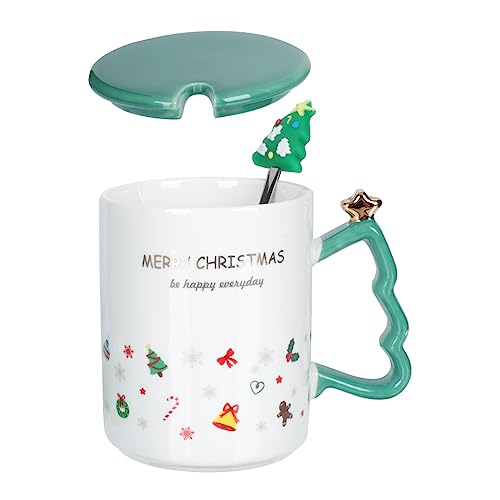 GRIRIW 1 Juego Taza De Navidad Reutilizable Infusor Térmico Hidro Mascota Café Botella De Agua Neón Aire Taza De Café Helado Decoración Con Hielo Matraz Agua Tapa Vaso Green Cerámica