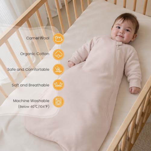 Image of Unisex Sleeping Bag for Babies and Toddlers 1.0 Tog Sleep Sack 0-6 Months, Newborn Sleep Sack, Wearable Blanket Baby, One Piece Long Sleeves, Gifts for Baby