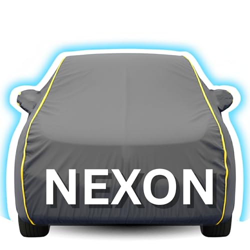 Image of Kayme Premium Grey Nexon Car Cover Waterproof for (All Models & Variants - Petrol, Diesel, CNG & EV) |Speacially Custom Fit with Mirror Pockets |All-Weather Protection - Outdoor Car Body Cover