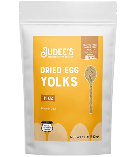 Judee's Egg Yolk Powder 11 oz - Pasteurized - Great for Baking and Cooking - 100% Non-GMO, Gluten-Free & Nut-Free - Great for Camping and Outdoor Use - Made in USA