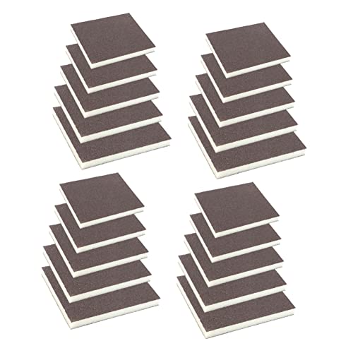 Garneck 20 Pcs Double Sided Sanding Pads Versatile Sponge Sanding Blocks for Polishing and Easy to Use for Furniture Floors and Kitchen Equipment Cleaning