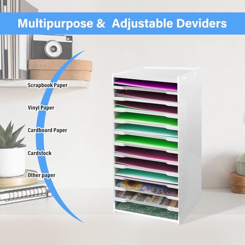 Image of Scrapbook Paper Organizer for Desk 6 x 6'', 12 Tier Scrapbook Paper Storage Rack for Home Office