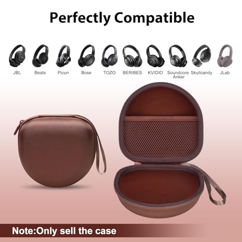 Image of Headphone Headset Case for Beats Studio Pro Solo 4 /JLab JBuds Lux ANC /JBL /TOZO /BERIBES /Picun /KVIDIO Noise Cancelling Over-Ear Foldable Headphone, Brown