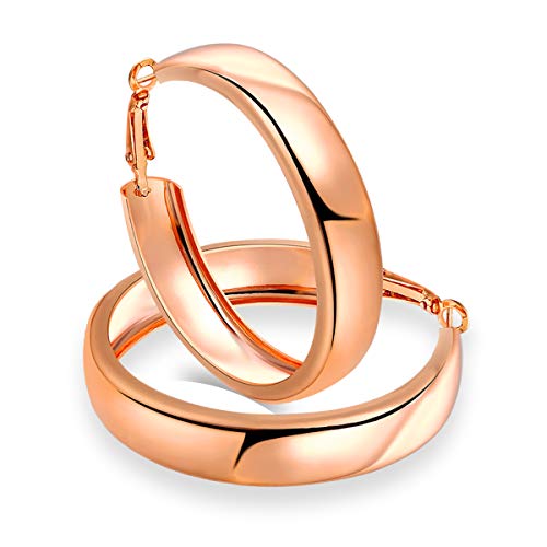 3 Pairs Fashion Hoop Earrings,40mm Stainless Steel Big Hoop Earrings in Gold Plated Rose Gold Plated Silver for Women Girls