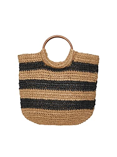 Sac femme PIECES Pcklaudia Daily Bag grand cabas de plage et ville rayures noir