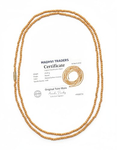 Image of Original Tulsi Kanthi Mala from Vrindavan Dham | Pure Natural Tulsi Wood Beads | ISKCON Style Single Round Spiritual Necklace for Men & Women | Hindu Pooja & Meditation Mala