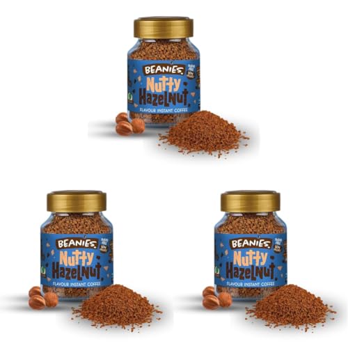 Image of Beanies Nutty Hazelnut Flavoured Instant Coffee | 50g | Freeze Dried Coffee with Rich Hazelnut (Pack of 3)