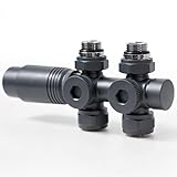 S'AFIELINA Set Multiblock para Radiadores y Radiadores de Baño - Conexión con Válvula Termostática, Válvula de Cierre y Accesorios de Calefacción, Antracita,para Tubos 15–16 mm (1 Pieza)