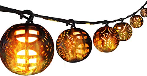 Globe Patio Lights Outdoor String Lights 8 Flickering Flame Light for Christmas Hanging Lights with Ip65 Patio String Lights, Decorative Lights for Backyard Bistro Porch Garden Cafe Party