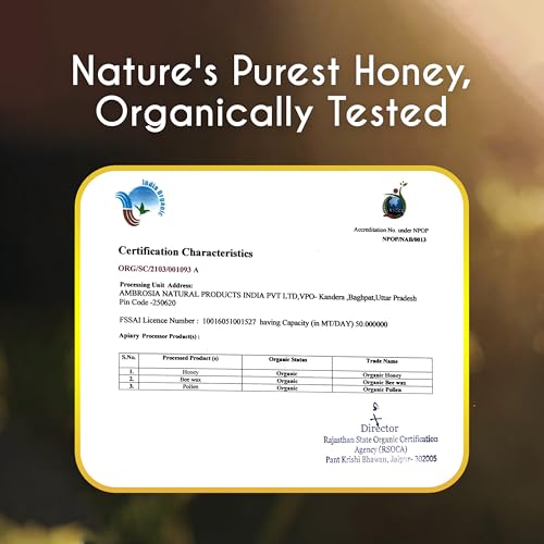 Image of TruSoul By Baidyanath Raw Organic Honey - 500gm | NPOP Organic Certified, Sourced from Himalayas | 100% Raw & Natural | No Added Sugar | Unprocessed, Unpasteurized -(Pack of 1)