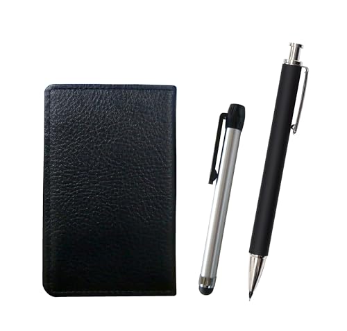 シボ牛革黒名刺入れ メタルタッチ棒銀と押し出し成型ラバー軸真鍮ノックシャープペンセット 黒 MEIB-ALST-HS301S