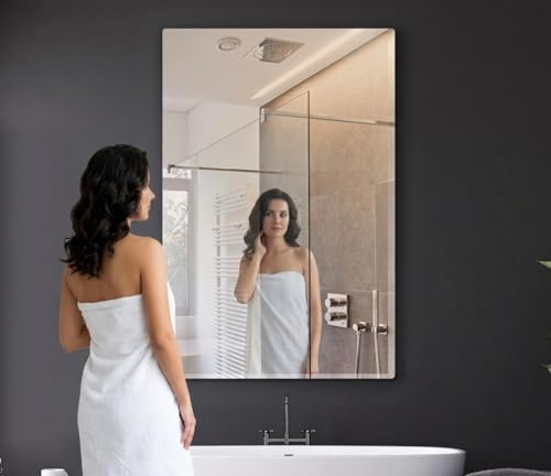 Image of Creative Arts n Frames 5mm Thick 30x45 cm Long Beveled Smooth Edges Frameless Rectangular Wall Mount HD Mirror for Bedroom Bathroom Living Room Home Office Decor Items (12x18 inch HD Beveled Mirror)