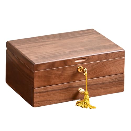 Étui à bijoux en bois pour coiffeuse boîte de rangement double couche de voyage