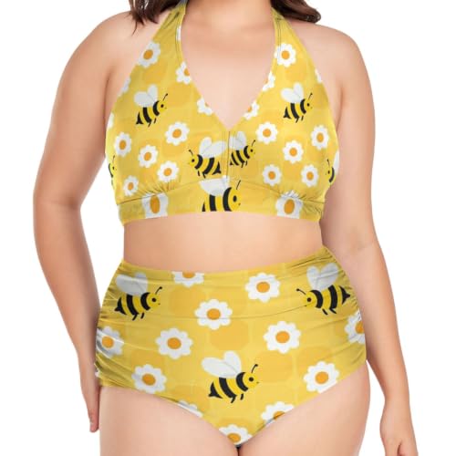 Maillot de bain deux pièces grand choix de taille L-4XL plissé pour la plage d'été