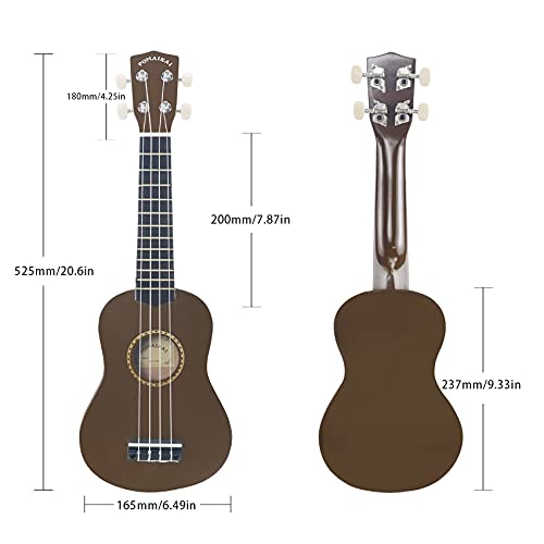 Image of POMAIKAI Soprano Wood Ukulele Rainbow Starter Uke Hawaii kids Guitar 21 Inch with Gig Bag for kids Students and Beginners (Bright Brown)