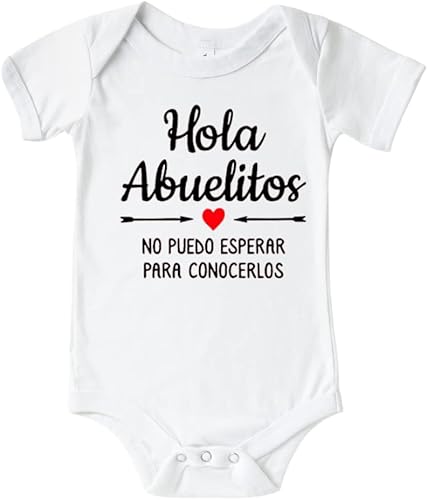 Hola Abuelitos abuela y abuelo bebé anuncio mameluco en español, lindo anuncio de embarazo regalos para abuelos, sorpresa bebé revelar ideas Abuelo