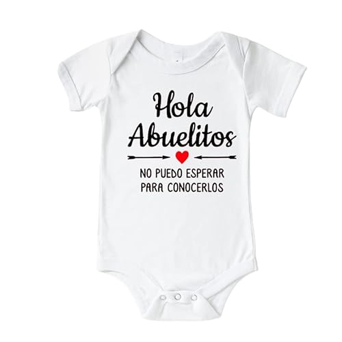 Miniatura 1 de Hola Abuelitos Grandma And Grandpa Baby Announcement Onesie In Spanish, Cute Pregnancy Announcement Gifts For Grandparents, Surprise Baby Reveal