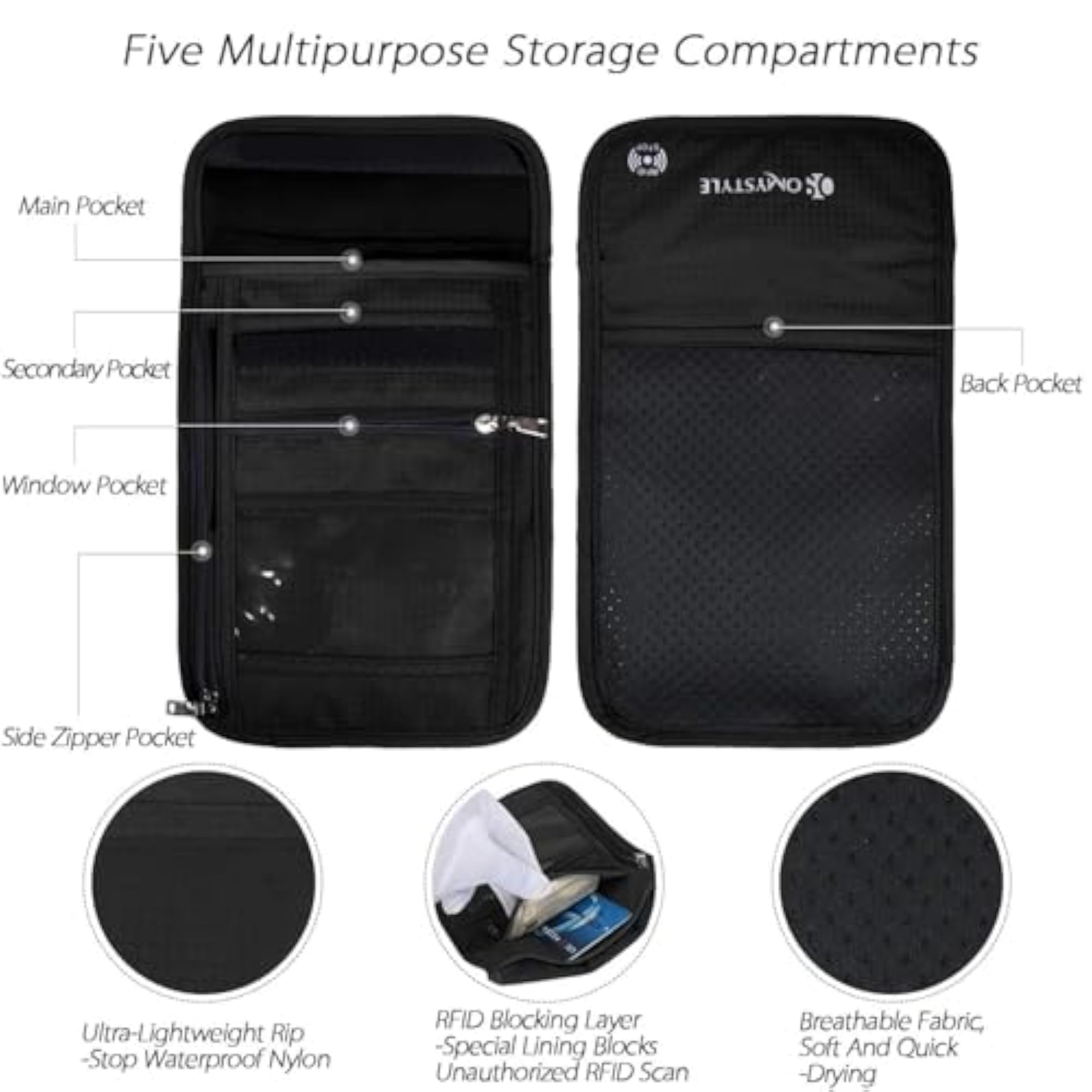 RFID Blocking Passport Holder Neck Wallet, Travel Essential
